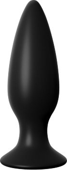 Чёрная большая анальная вибропробка Large Rechargeable Anal Plug - 13,5 см.