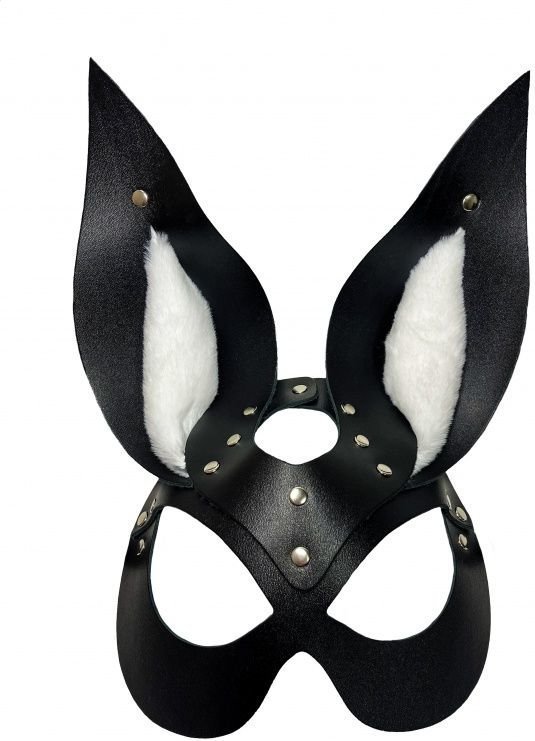 Черная маска зайки с белым мехом на ушках Miss Bunny