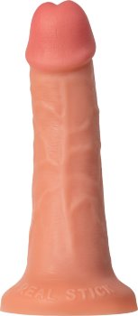 Телесный фаллоимитатор на присоске RealStick CALIBER - 18 см.