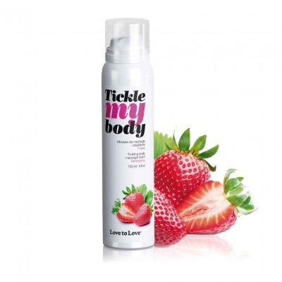 Массажная хрустящая пенка Tickle My Body Strawberry с ароматом клубники - 150 мл. Добавьте необычных тактильных ощущений своим массажам! Массажная хрустящая пенка Tickle my body предлагает вам открыть новые чувственные удовольствия! Нанесите эту массажную пену, напоминающую взбитые сливки, и насладитесь ее удивительной освежающей текстурой. Вас пленит чудесное ощущение лопающихся пузырьков под нежными ласками партнера... Жаждете сочных удовольствий? Откройте для себя Tickle my body! Имеет легкий приятный аромат. Не оставляет жирных следов. Только для наружного применения. Страна: Франция.