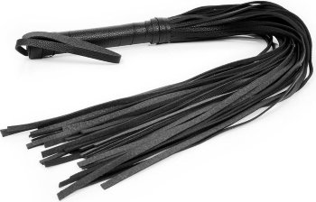 Черная многохвостая плетка с круглой ручкой - 63 см.