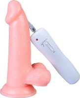 Телесный вибратор Vibrating Dong with Balls - 14 см.