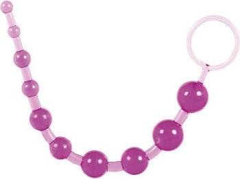 Фиолетовая анальная цепочка с кольцом - 25 см.