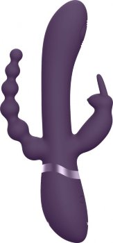 Фиолетовый анально-вагинальный вибромассажер Rini - 22,3 см.