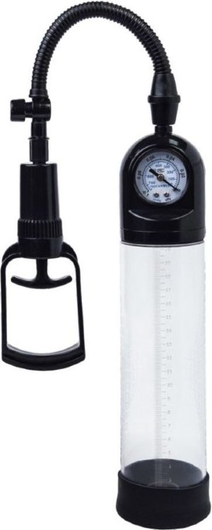 Чёрная вакуумная помпа A-toys с манометром и прозрачной колбой