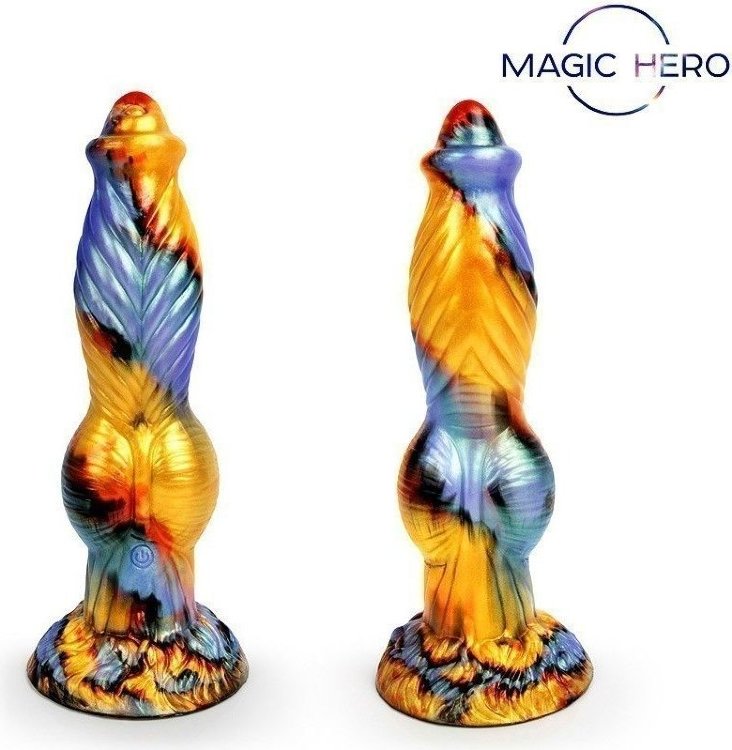 Разноцветный фантазийный вибромассажер - 26 см.