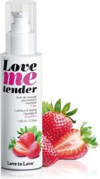 Съедобное согревающее массажное масло Love Me Tender Strawberry с ароматом клубники - 100 мл.