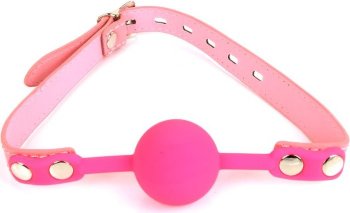 Розовый силиконовый шар-кляп на регулируемом ремешке