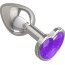 Серебристая анальная втулка с фиолетовым кристаллом-сердцем - 7 см.  Цена 1 935 руб. - Серебристая анальная втулка с фиолетовым кристаллом-сердцем - 7 см.
