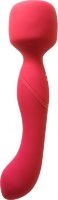 Красный двусторонний вибромассажер Heating Wand с нагревом - 22 см.