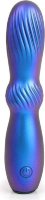 Синий фигурный вибромассажер со спиралевидным рельефом - 15 см.