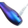 Синий фигурный вибромассажер со спиралевидным рельефом - 15 см.