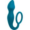 Бирюзовое эрекционное кольцо Sensation с анальным стимулятором