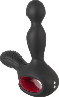 Черный вибромассажер простаты с нагревом и ротацией Prostate Plug - 14,5 см.