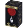 Серебристая анальная пробка с красным хвостиком Metal Anal Fluffy Size S