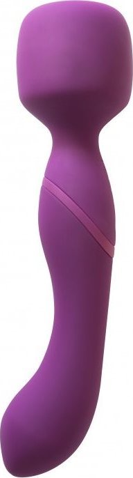 Фиолетовый двусторонний вибромассажер Heating Wand с нагревом - 22 см.