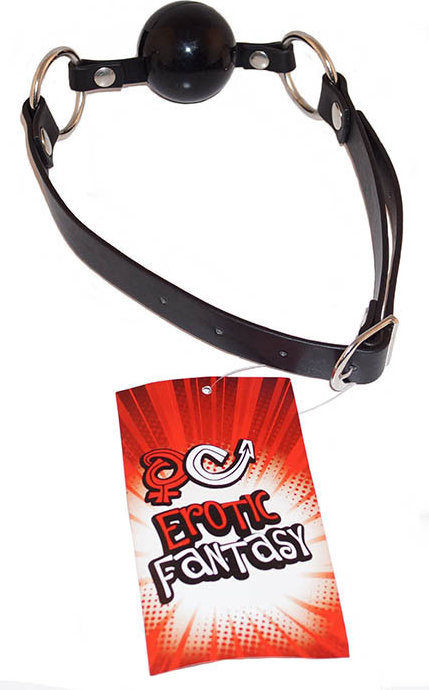 Силиконовый черный кляп-шарик на ремне Black Ballgag