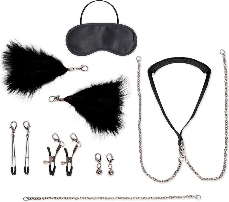 Большой эротический набор из 12 предметов Interchangeable Collar Nipple Clips Set