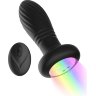 Черная анальная пробка с вибрацией и LED-подсветкой - 11,9 см.