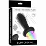Черная анальная пробка с вибрацией и LED-подсветкой - 11,9 см.