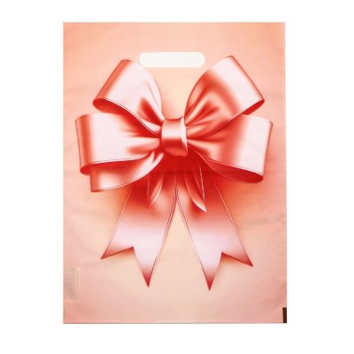 Пакет с принтом в виде банта с вырубной ручкой (30х40 см)  Цена 125 руб. Пакет с принтом в виде банта с вырубной ручкой (30х40 см). Страна: Россия. Материал: полиэтилен.