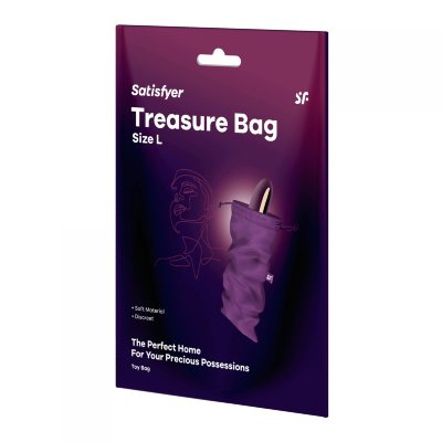 Фиолетовый мешочек для хранения игрушек Treasure Bag L  Цена 941 руб. Satisfyer Treasure Bag – специализированный мешочек для хранения девайсов. Данный мешочек сделан из прочного материала, который долго и качественно прослужит вложенным в него изделиям. Материал: нейлон, полиэстер, полипропилен. Размеры - 26х15 см. Страна: Германия.