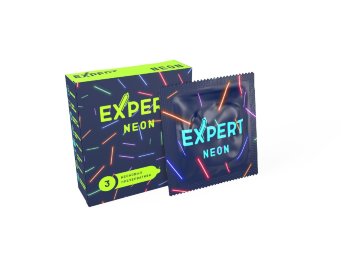 Светящиеся в темноте презервативы Expert Neon - 3 шт.