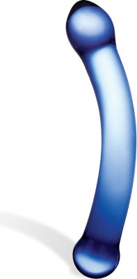 Синий изогнутый фаллоимитатор Curved G-Spot Glass Dildo - 16 см.  Цена 4 222 руб. Длина: 16 см. G-Spot Glass предназначен преимущественно для стимуляции точки G. Эта тщательно продуманная игрушка для взрослых с изгибом ствола обеспечивает удобное проникновение и заполнение лона. У изогнутого G-Spot Glass Dildo также есть увеличенная головка на кончике для дополнительной стимуляции. Продукт гипоаллергенен и изготовлен из прочного боросиликатного стекла для широкого использования. Страна: Китай. Материал: стекло.