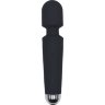 Черный перезаряжаемый wand-вибратор - 20 см.