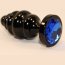 Черная фигурная анальная пробка с синим кристаллом - 8,2 см.  Цена 2 760 руб. - Черная фигурная анальная пробка с синим кристаллом - 8,2 см.