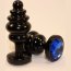 Черная фигурная анальная пробка с синим кристаллом - 8,2 см.  Цена 2 760 руб. - Черная фигурная анальная пробка с синим кристаллом - 8,2 см.