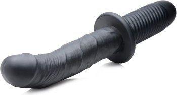 Черный вибратор The Large Realistic 10X Silicone Vibrator with Handle - 30,5 см.
