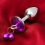 Серебристая анальная пробка с колокольчиками и фиолетовым кристаллом - 7 см.  Цена 793 руб. - Серебристая анальная пробка с колокольчиками и фиолетовым кристаллом - 7 см.
