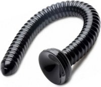 Черный анальный стимулятор-гигант Hosed Ribbed Anal Snake Dildo - 50,8 см.