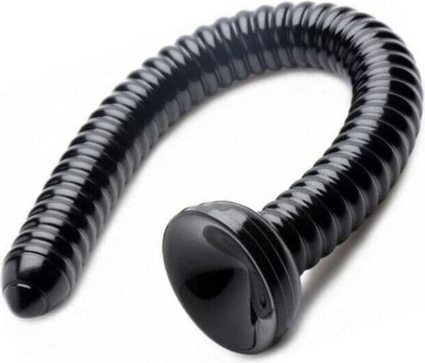 Черный анальный стимулятор-гигант Hosed Ribbed Anal Snake Dildo - 50,8 см.