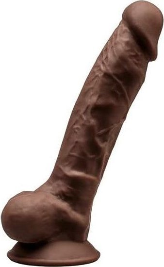 Коричневый фаллоимитатор SILEXD Model 1 с мошонкой - 17,7 см.