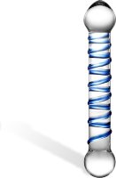Прозрачный фаллос с голубой спиралью Spiral Dildo - 17 см.
