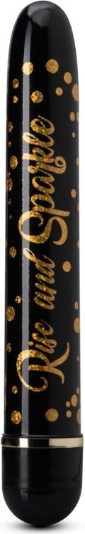 Черно-золотистый классический вибратор Rise and Sparkle - 17,8 см.