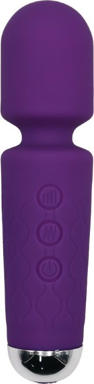Фиолетовый перезаряжаемый мини-wand вибратор - 16 см.