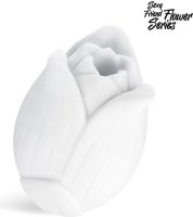 Белый нереалистичный мастурбатор в форме бутона цветка Lotus