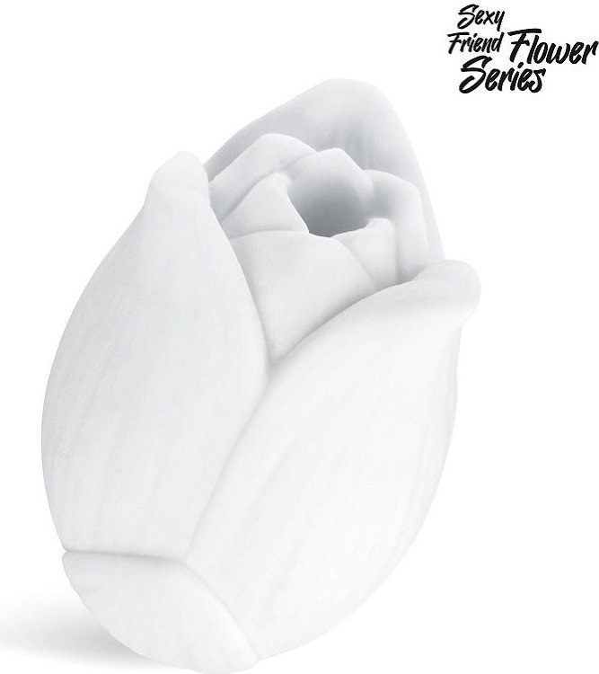 Белый нереалистичный мастурбатор в форме бутона цветка Lotus