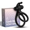 Черное эрекционное виброкольцо с подхватом мошонки Stay Hard