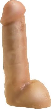 Телесный фаллос с мошонкой для трусиков с плугом - 17,8 см.