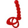 Красная насадка на пенис для двойного проникновения - 19,5 см.