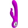 Лиловый вибромассажер с клиторальным отростком Hot Rabbit - 19 см.