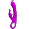 Лиловый вибромассажер с клиторальным отростком Hot Rabbit - 19 см.