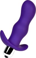 Фиолетовая изогнутая анальная вибропробка - 11,2 см.