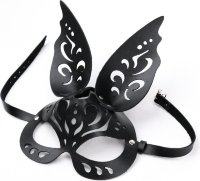 Черная ажурная маска Зайка с ушками