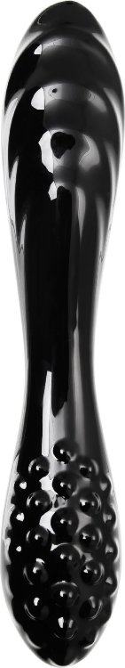 Черный двусторонний фаллоимитатор Dazzling Crystal 1 - 18,5 см.