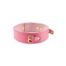 Розовый кожаный однослойный ошейник с прошивкой
